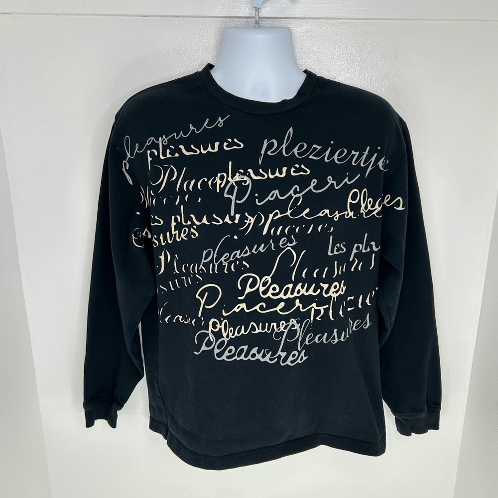 Pleasures Shatter Long Sleeve‎ T Shirt Size Large Streetwear Crewneck Black Logo - Picture 2 of 11